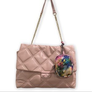 🔥NWT🔥Betsey Johnson BLUSH Quilted Nylon Shoulder Crossbody Bag with Pouch